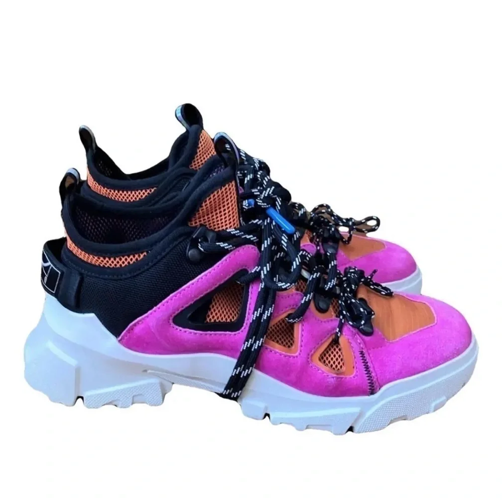 Alexander McQueen Orbyt Mid Sneakers 6.5 Fuchsia Orange summer luxe soft girl